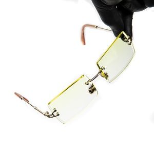 Canary Yellow Tint Retro Rimless Sunglasses